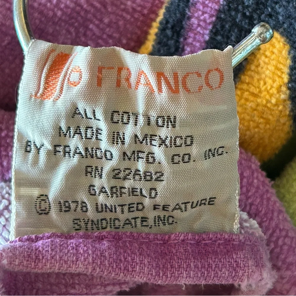Garfield Vtg 1978 Tropical Rock Beach Towel Jim Davis Franco Rare Collectible‎